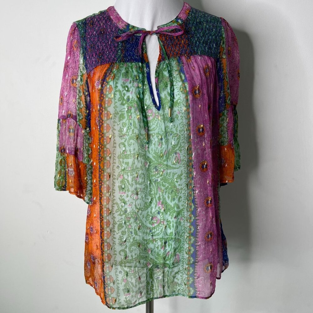 Anthropologie Akemi + Kin Women's Antonella Multi Boho Peasant Top Size Small